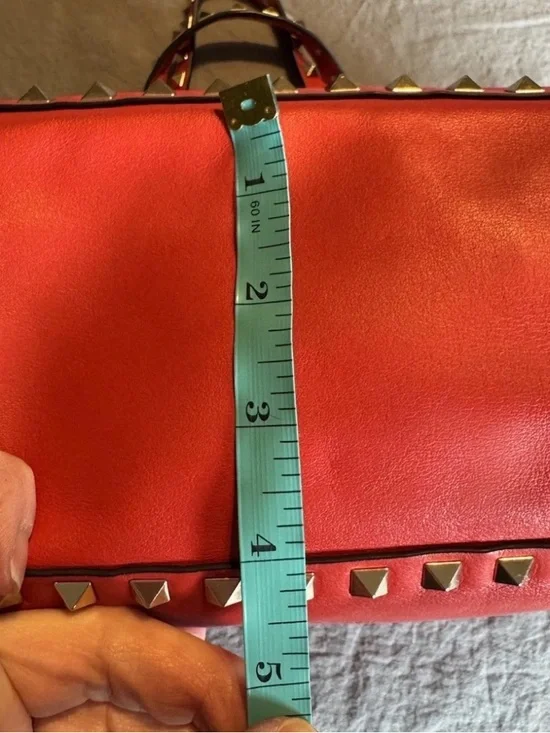 Valentino Garavani Rockstud Medium Red Leather Shoulder/Crossbody/Tote Bag W/COA - Picture 8 of 15